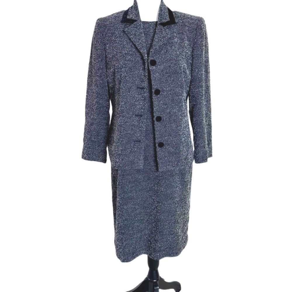Talbots Tweed Blazer‎ Sheath Dress Set Metallic Salt Pepper Womens 6